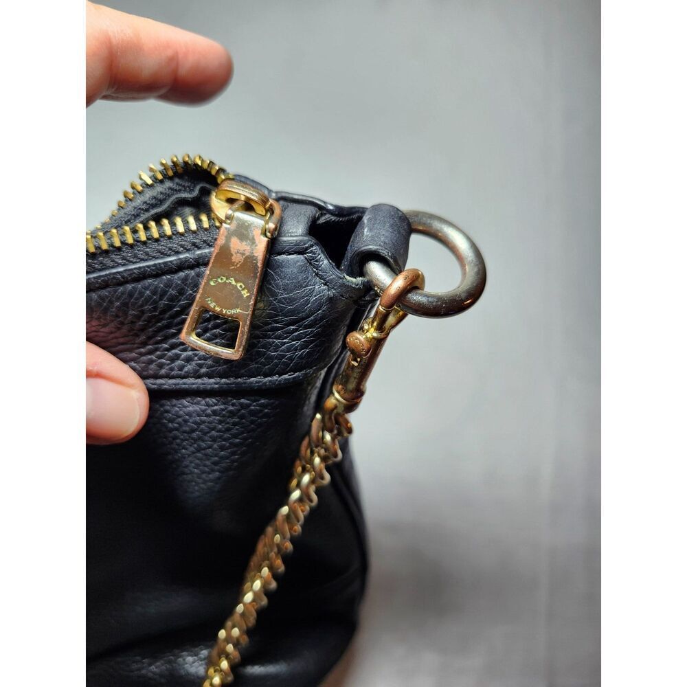 Coach Paxton Duffle Bag Black Pebbled Leather Gold Hardware Crossbody Minimalist - Picture 14 of 16